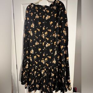 Torrid Black Maxi Skirt with Yellow Floral Design